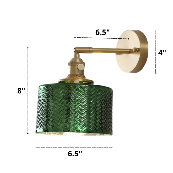 Vintage Nordic Green Glass Wall Sconce Dimensions
